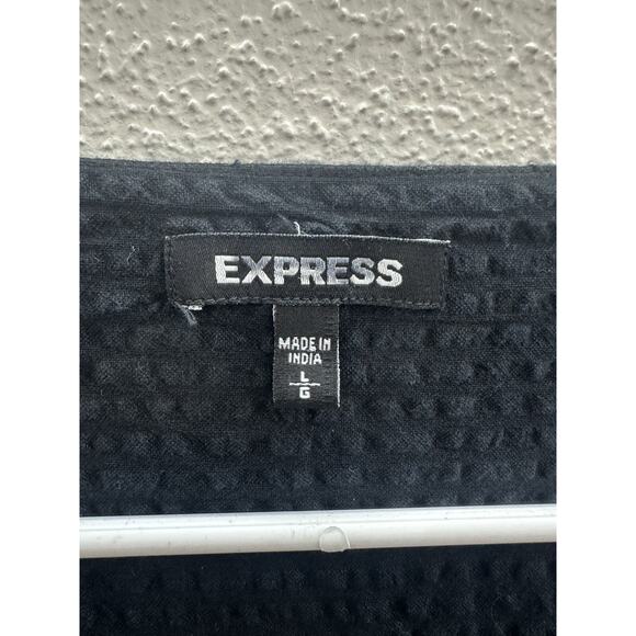 Express Womens Jumpsuit Size Large Black Short Sleeve V-Neck One Piece - Picture 5 of 15